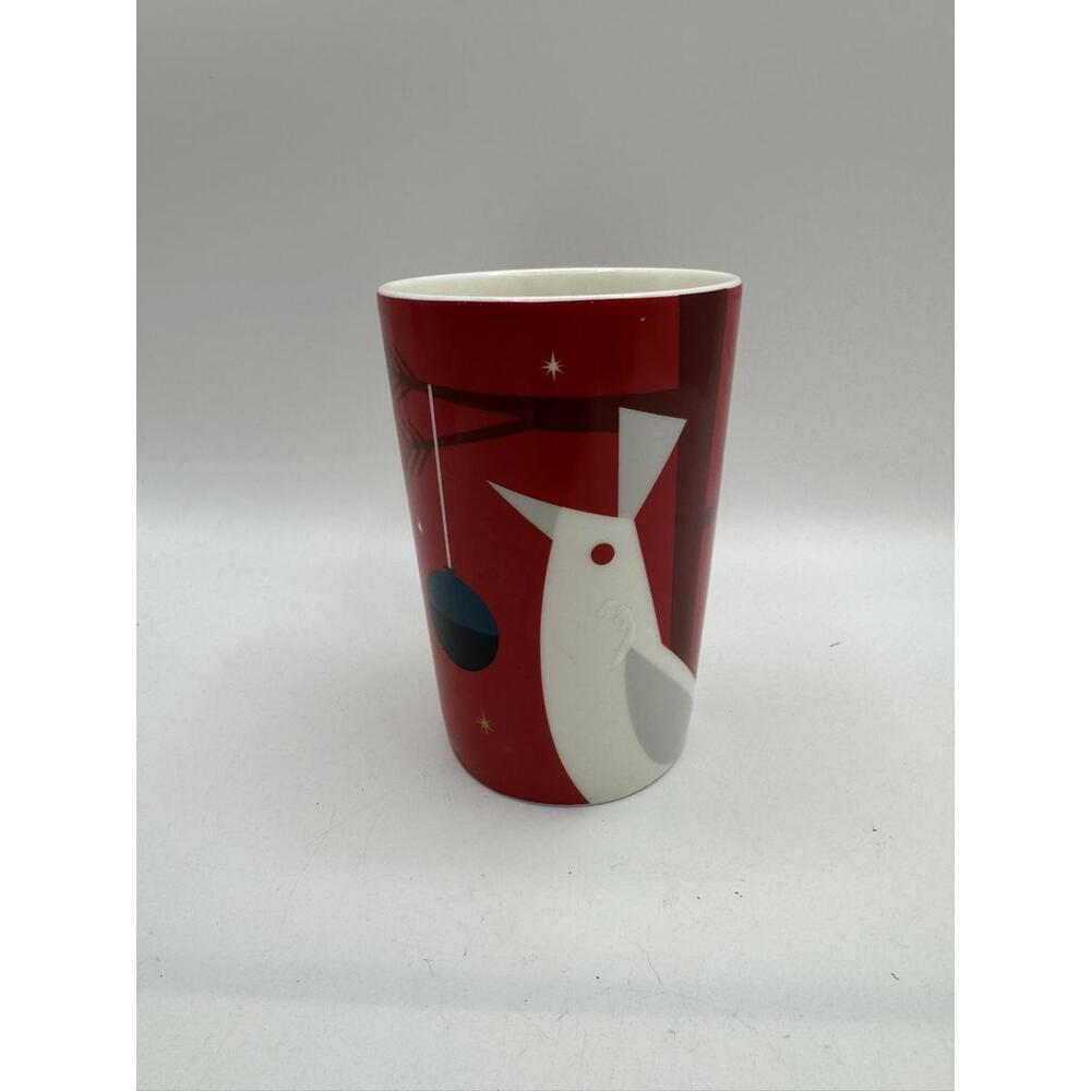 Starbucks 2012 Holiday Coffee Mug Tall Bright Red Christmas Bird Tea Cup